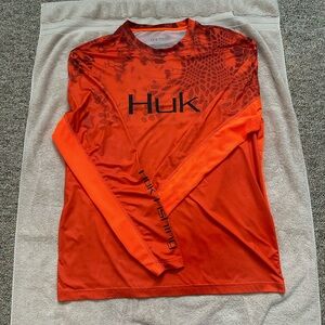 Huk Men's Vibrant Orange Long Sleeve Tee